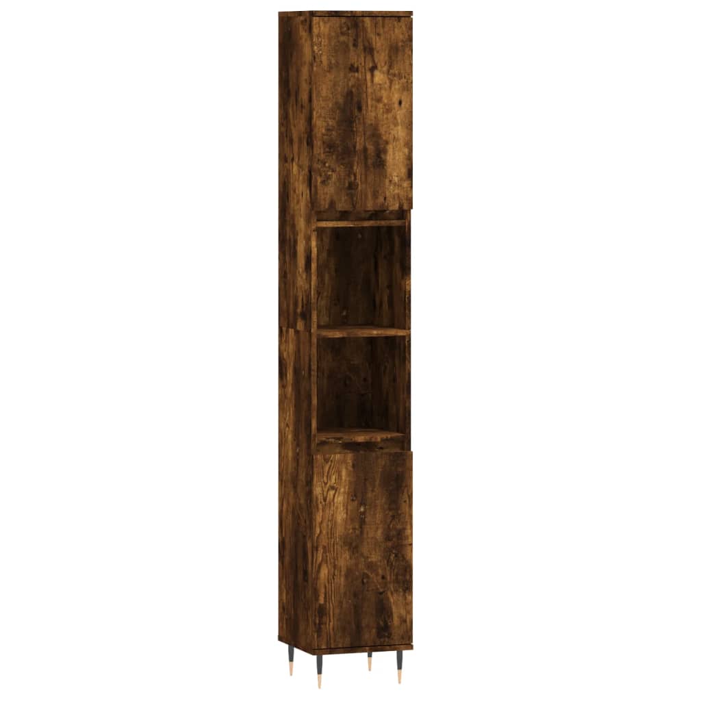 vidaXL Armario de baño madera contrachapada roble ahumado 30x30x190 cm