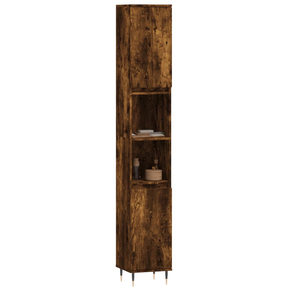 vidaXL Armario de baño madera contrachapada roble ahumado 30x30x190 cm