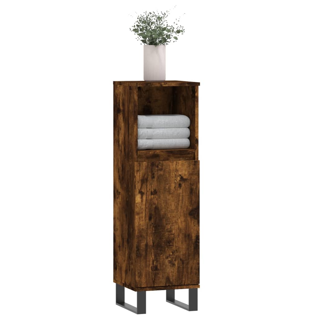 vidaXL Armario de baño madera contrachapada roble ahumado 30x30x100 cm