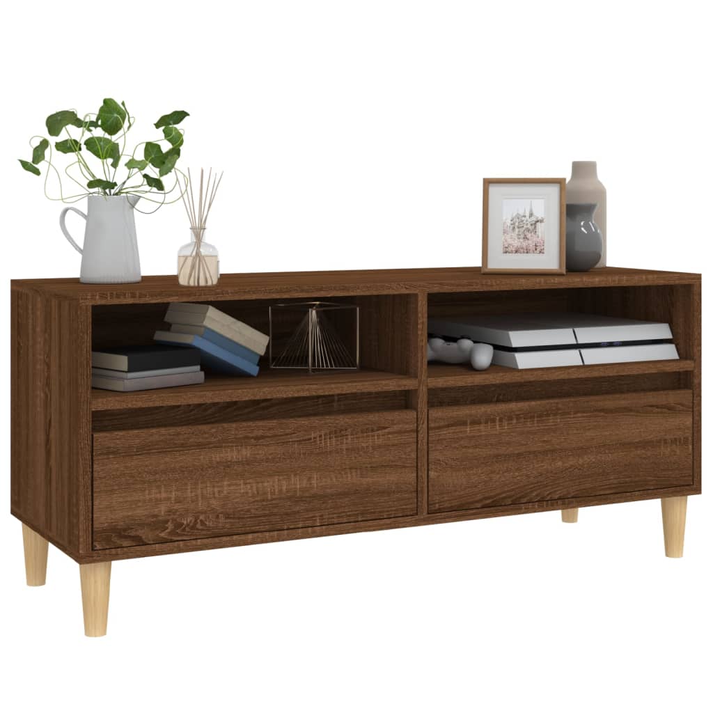 vidaXL Mueble de TV madera contrachapada marrón roble 100x34,5x44,5 cm