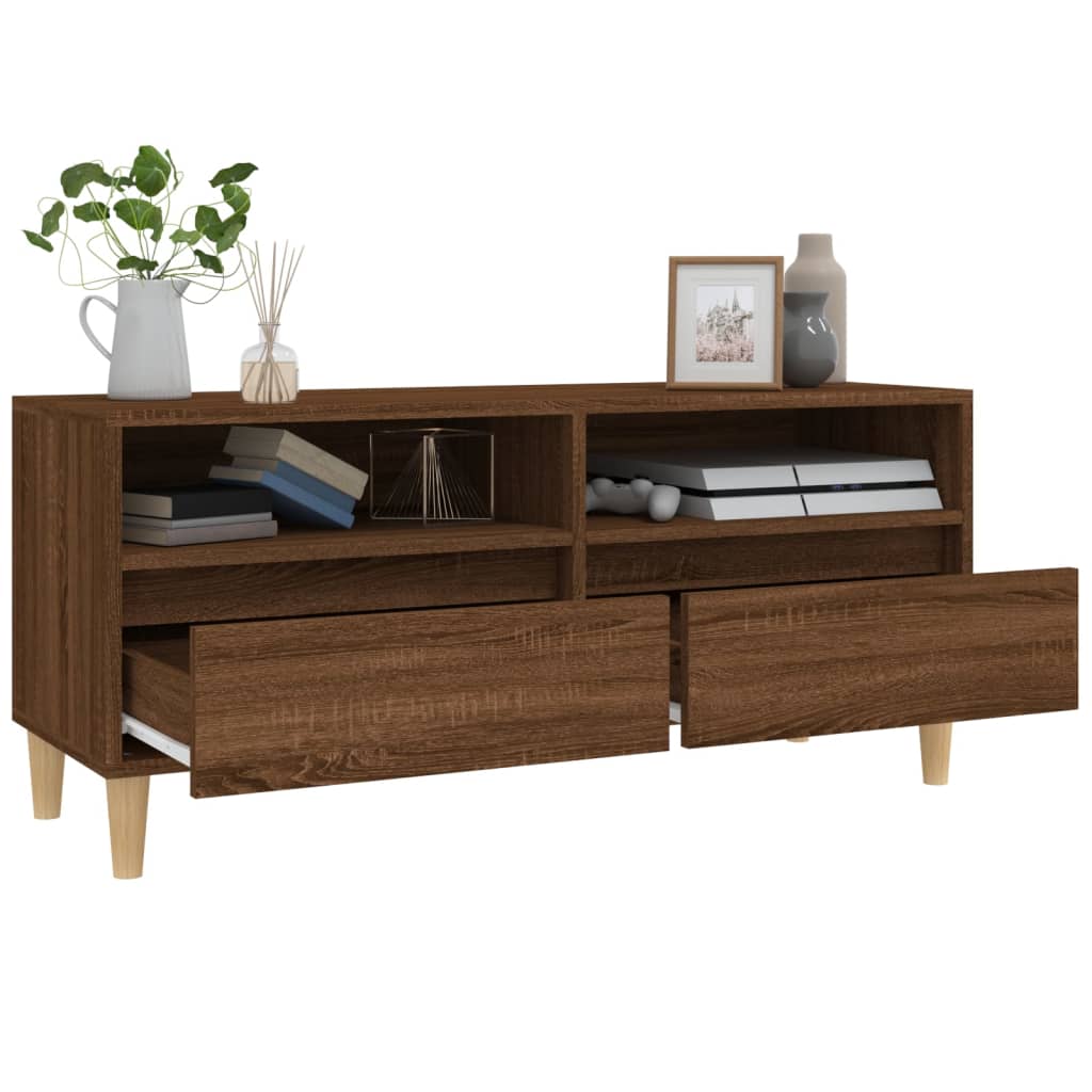 vidaXL Mueble de TV madera contrachapada marrón roble 100x34,5x44,5 cm