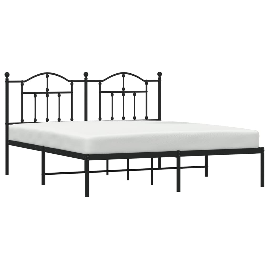 vidaXL Estructura cama sin colchón con cabecero metal negro 160x200 cm