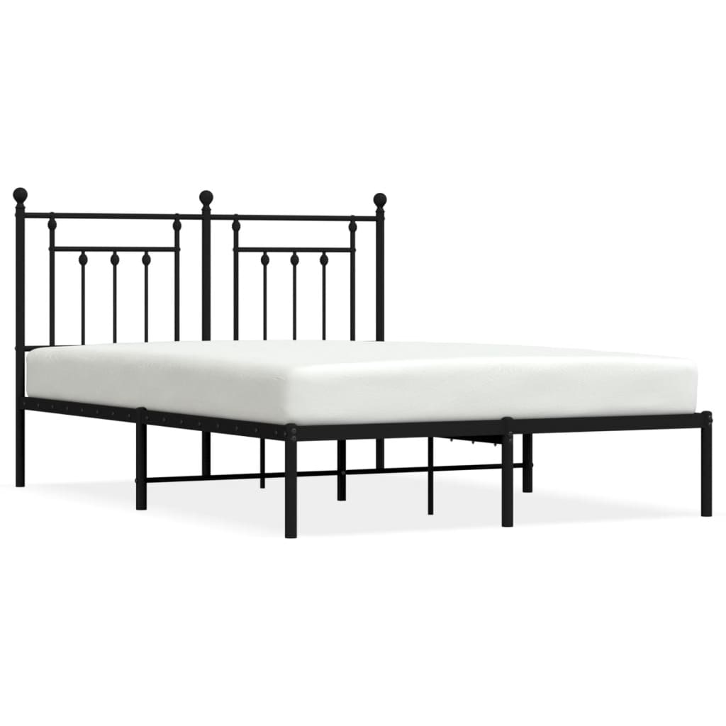 vidaXL Estructura cama sin colchón con cabecero metal negro 150x200 cm