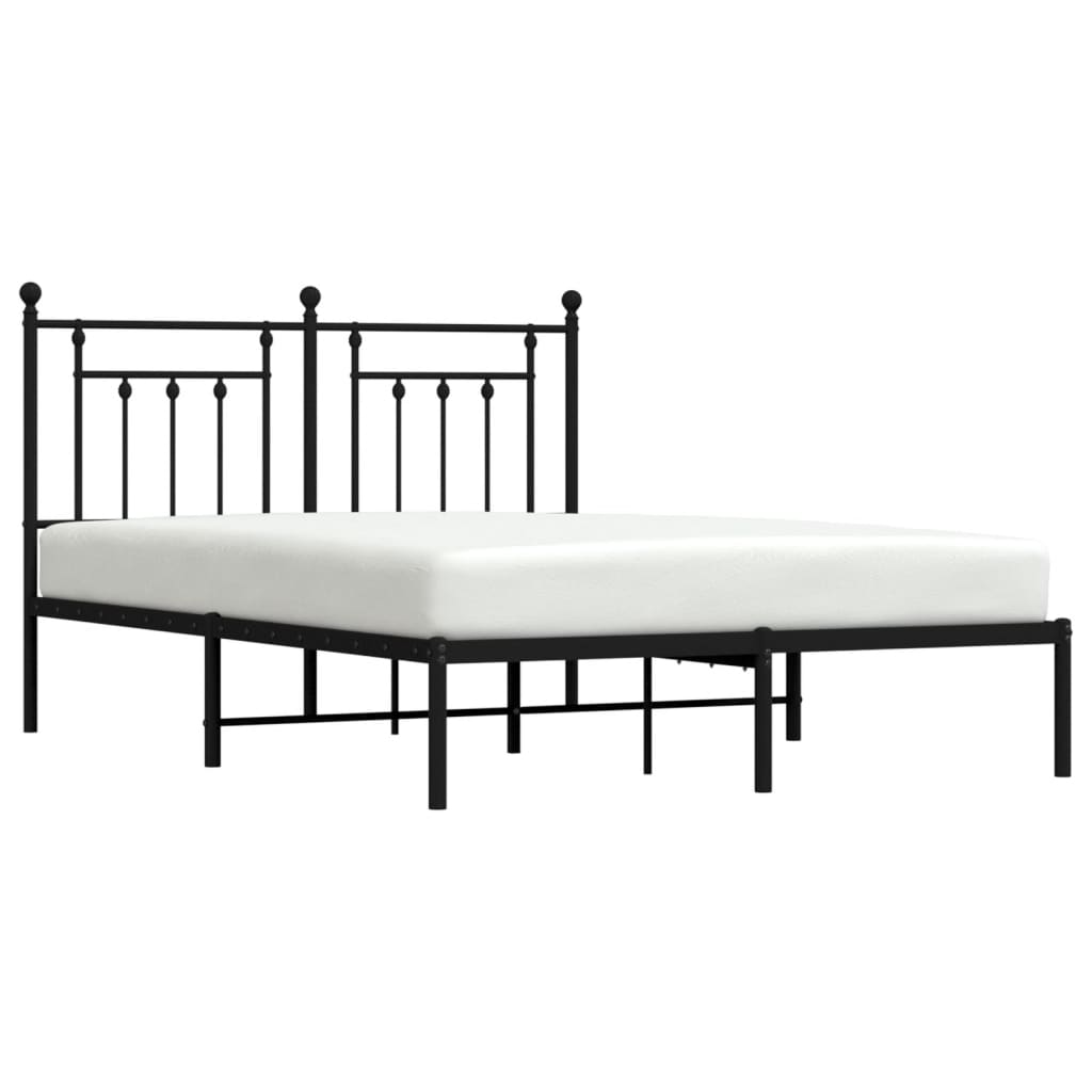 vidaXL Estructura cama sin colchón con cabecero metal negro 150x200 cm