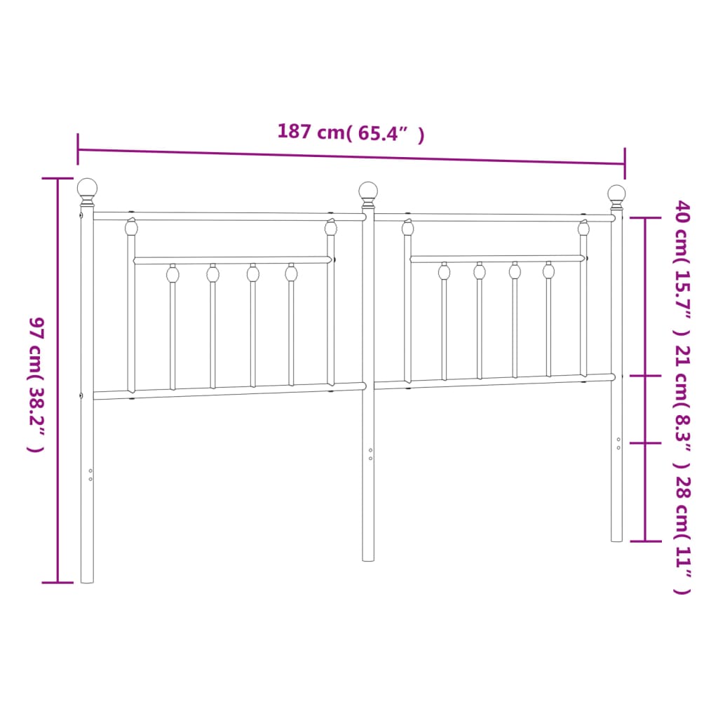 vidaXL Cabecero de metal negro 180 cm