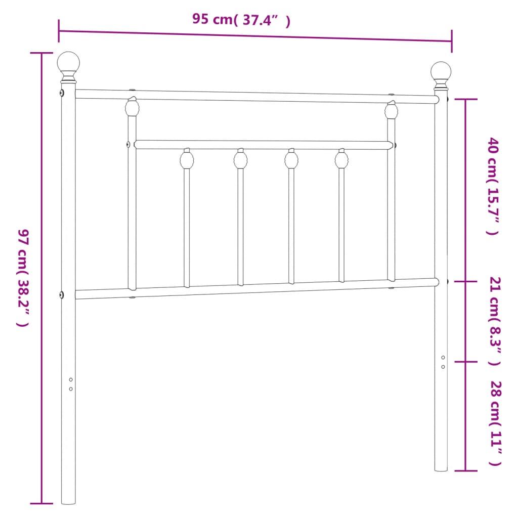 vidaXL Cabecero de metal blanco 90 cm