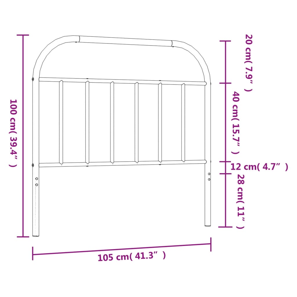 vidaXL Cabecero de metal negro 100 cm