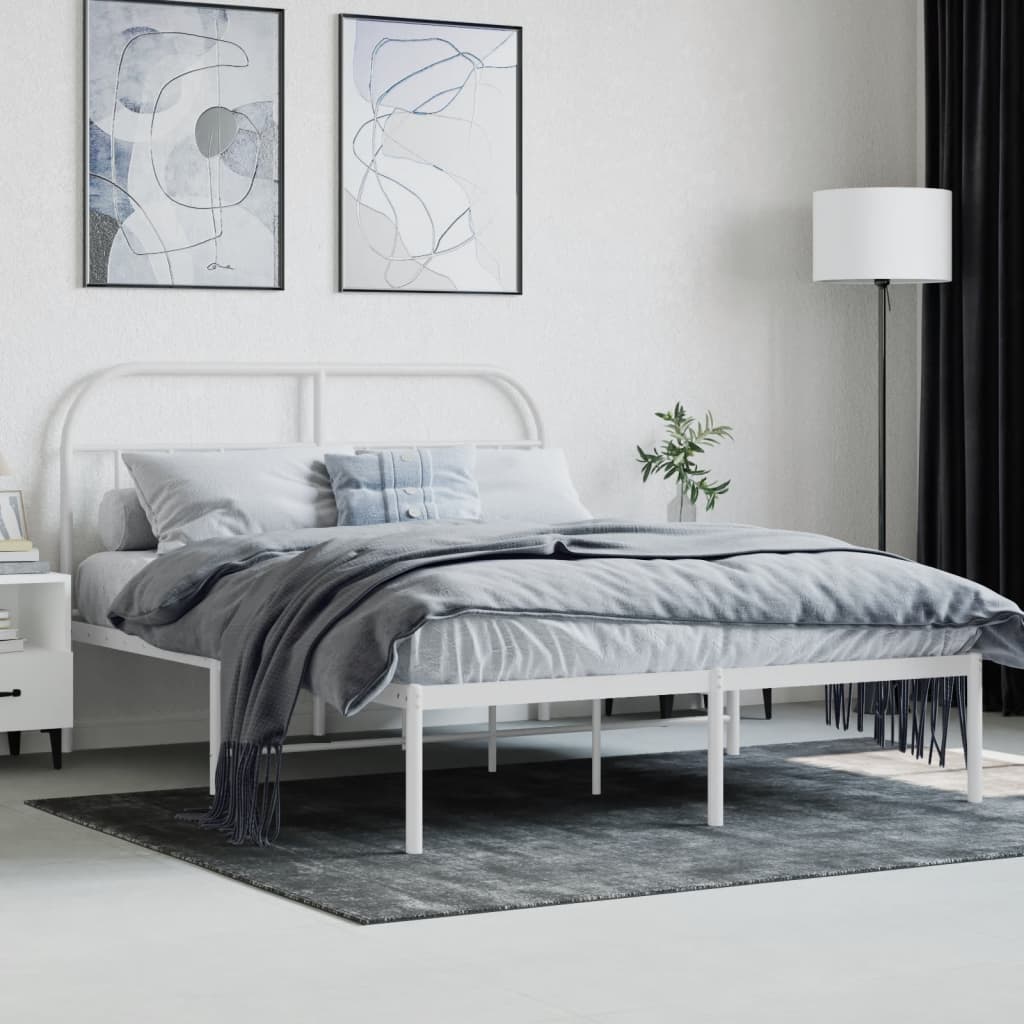 vidaXL Estructura cama sin colchón con cabecero metal blanco 150x200cm