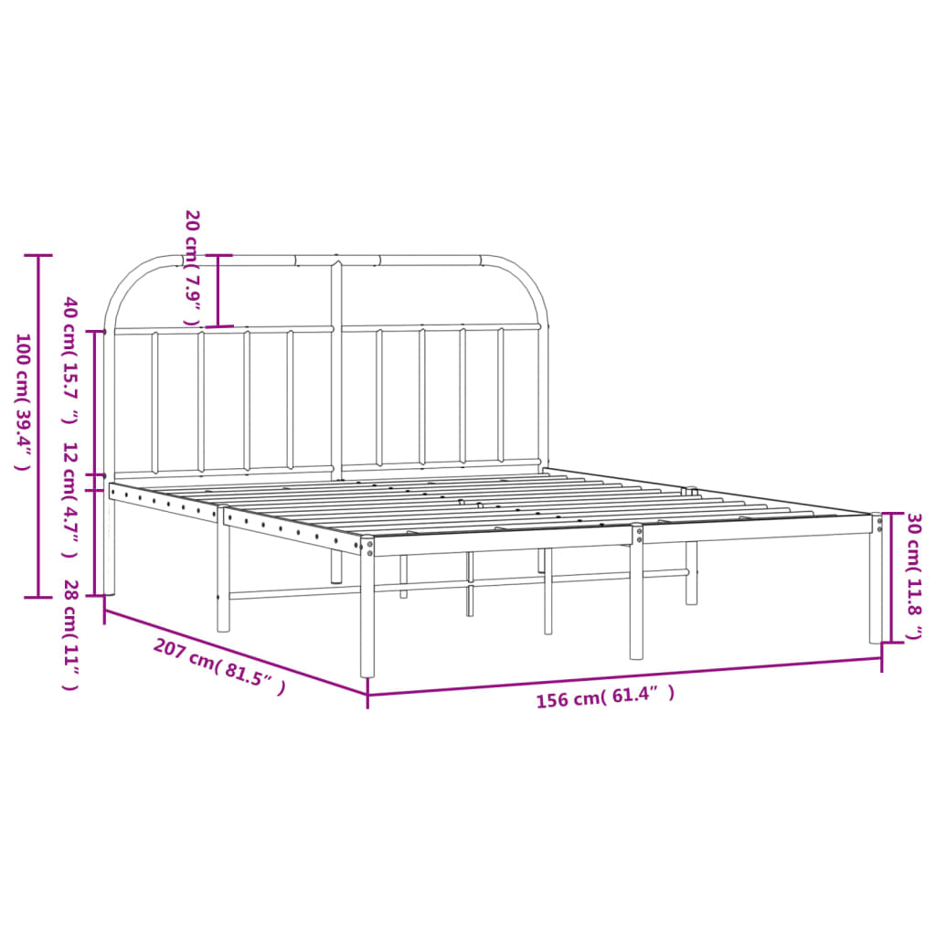 vidaXL Estructura cama sin colchón con cabecero metal blanco 150x200cm