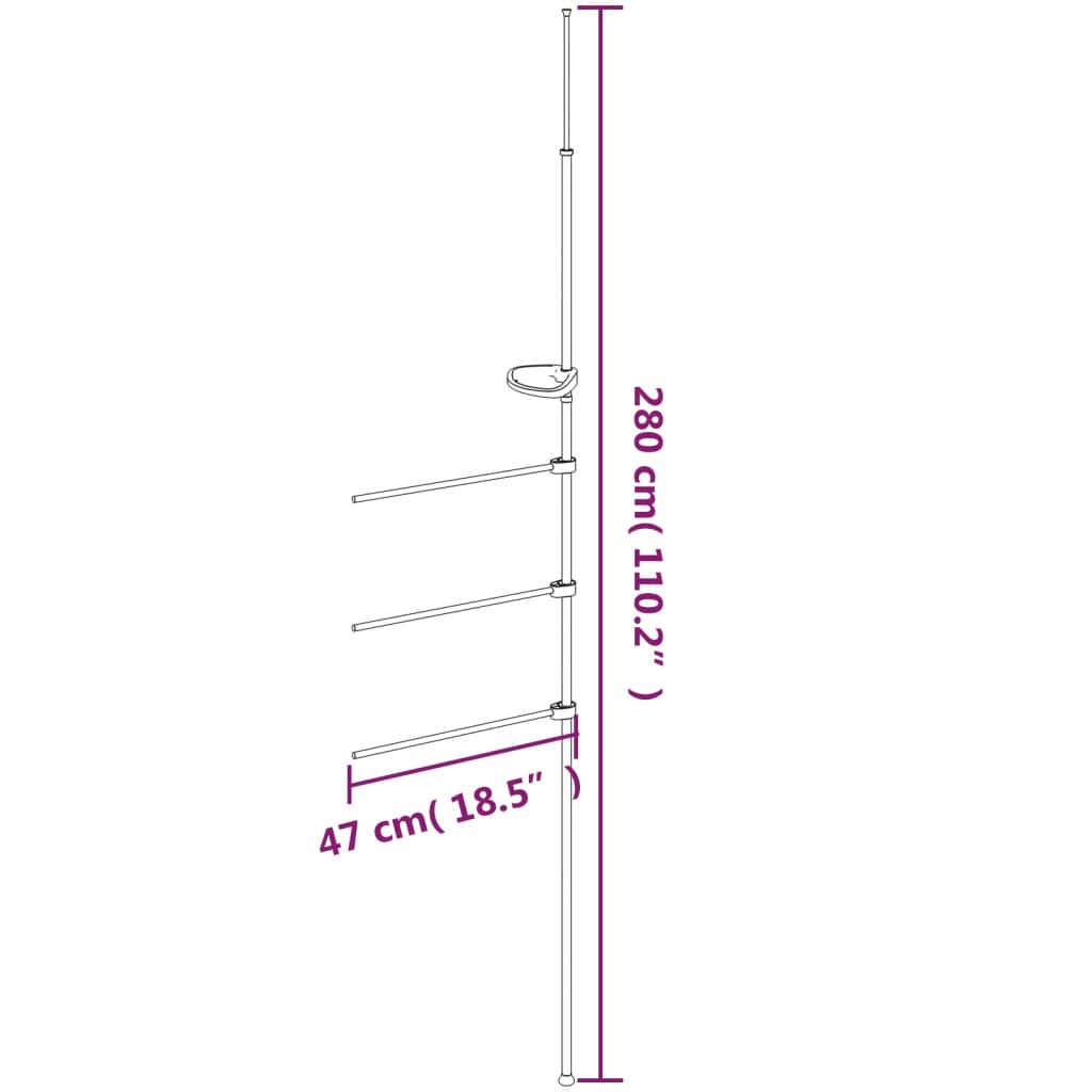 vidaXL Toallero de aluminio 47x280 cm