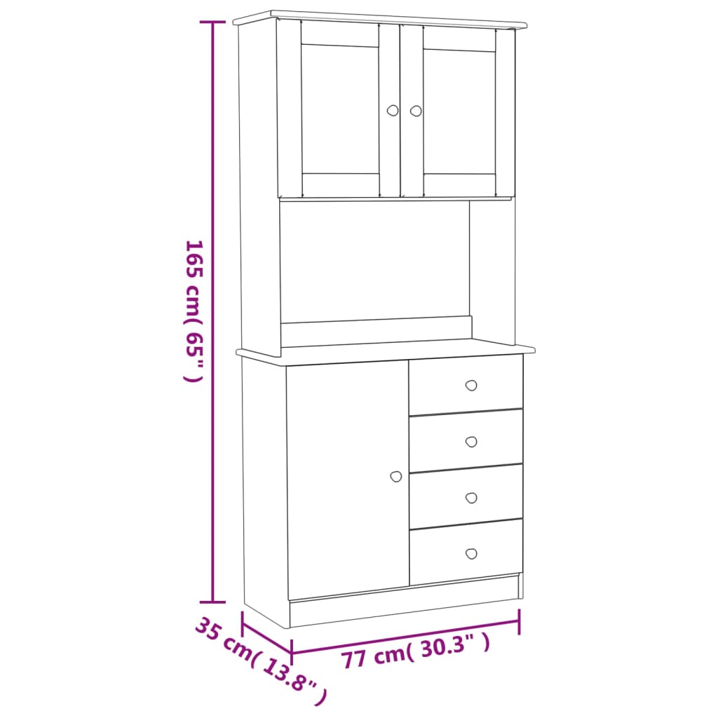 vidaXL Aparador alto ALTA madera maciza de pino blanco 77x35x165 cm