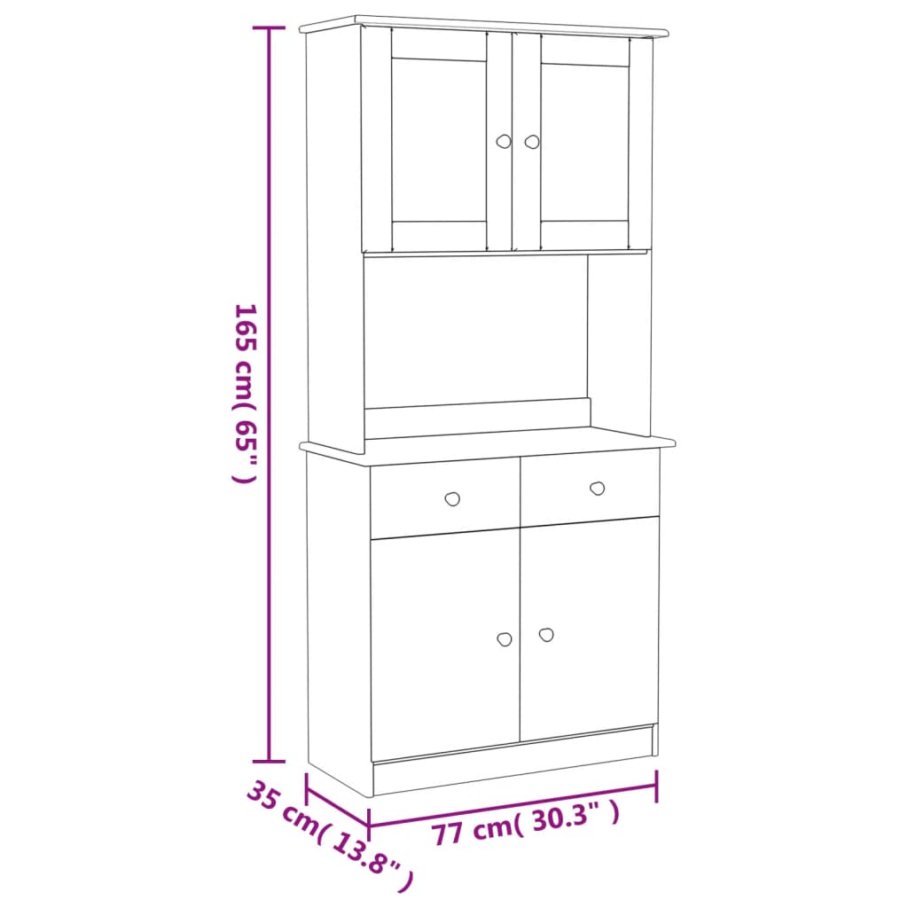 vidaXL Aparador alto ALTA madera maciza de pino blanco 77x35x165 cm