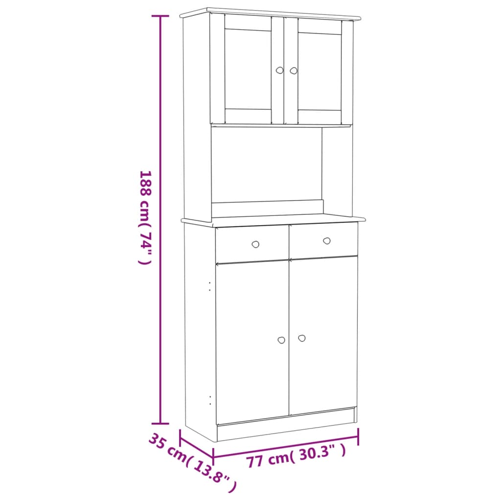 vidaXL Aparador alto ALTA madera maciza de pino blanco 77x35x188 cm