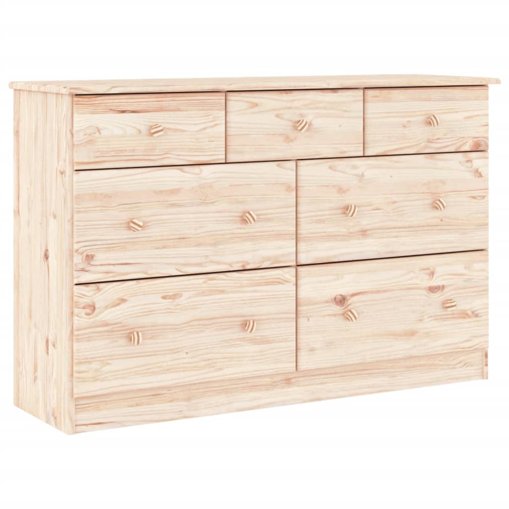 vidaXL Cómoda cajonera ALTA madera maciza pino 112x35x73 cm