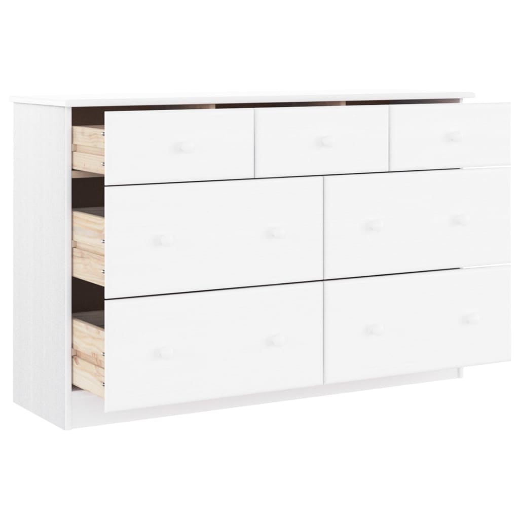 vidaXL Cómoda cajonera ALTA madera maciza pino blanco 112x35x73 cm