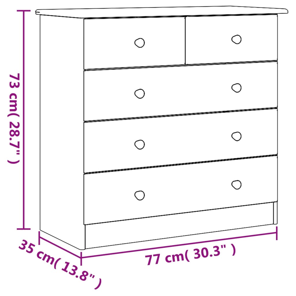 vidaXL Cómoda ALTA madera maciza pino 77x35x73 cm