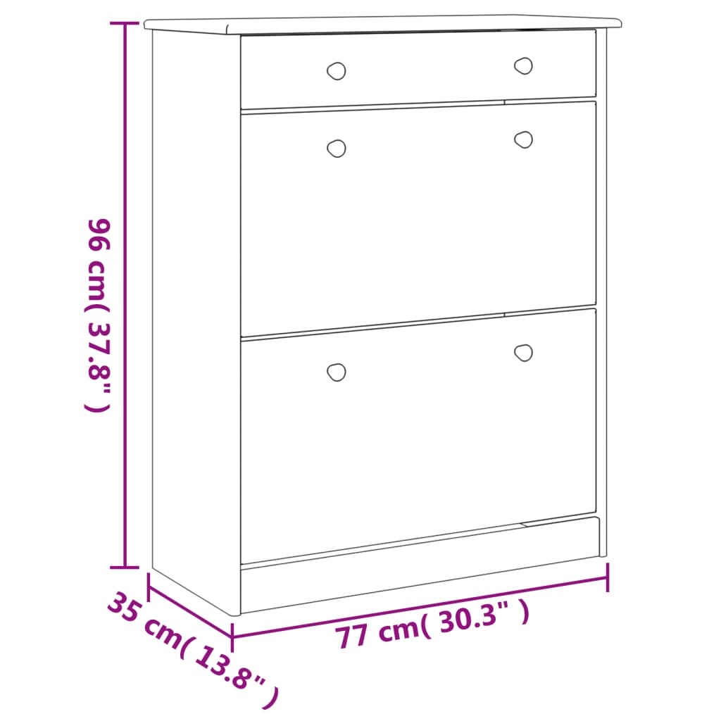 vidaXL Mueble zapatero ALTA madera maciza de pino 77x35x96 cm