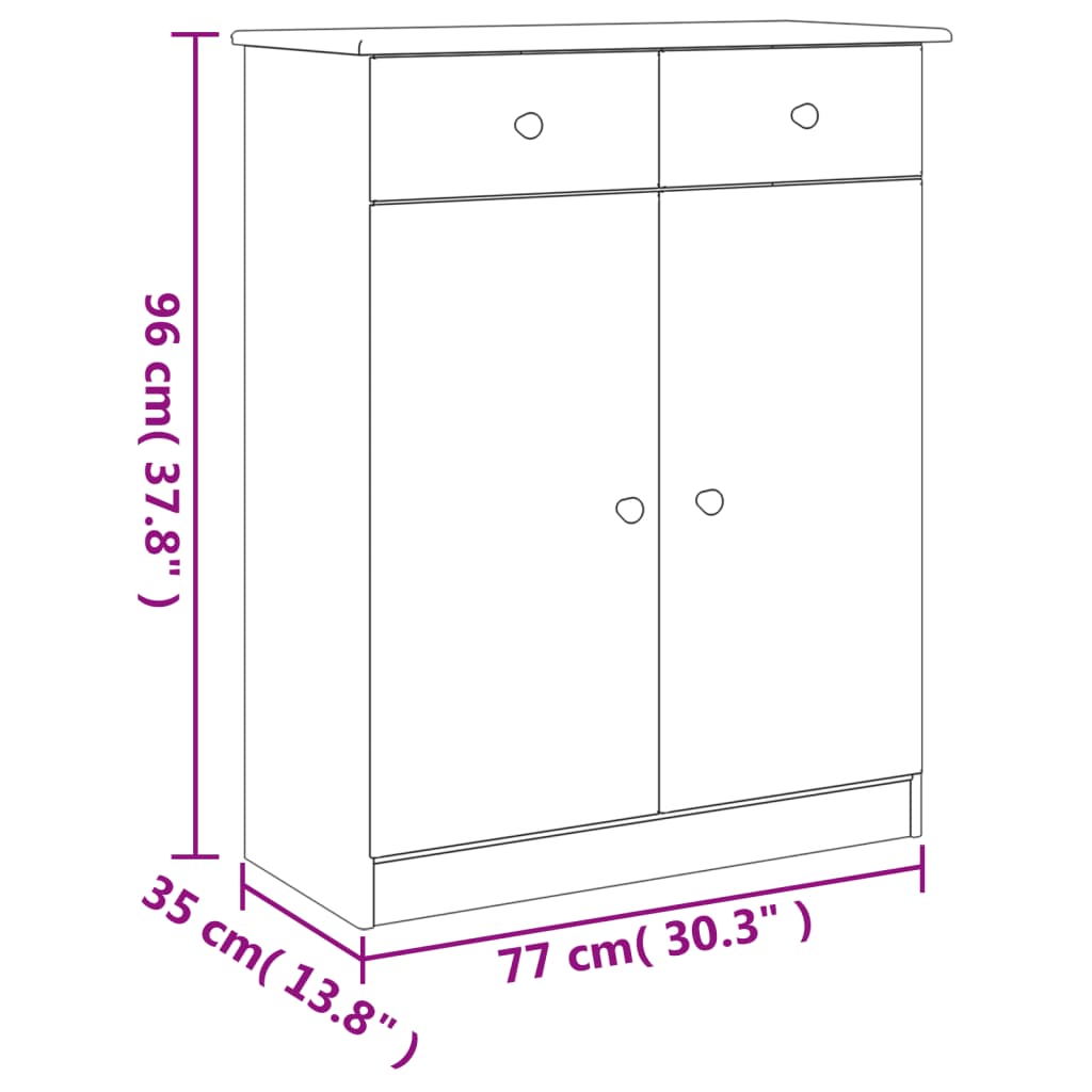 vidaXL Mueble zapatero ALTA madera maciza de pino 77x35x96 cm