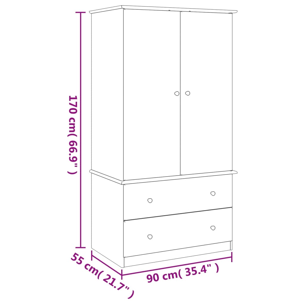 vidaXL Armario ALTA madera maciza pino 90x55x170 cm