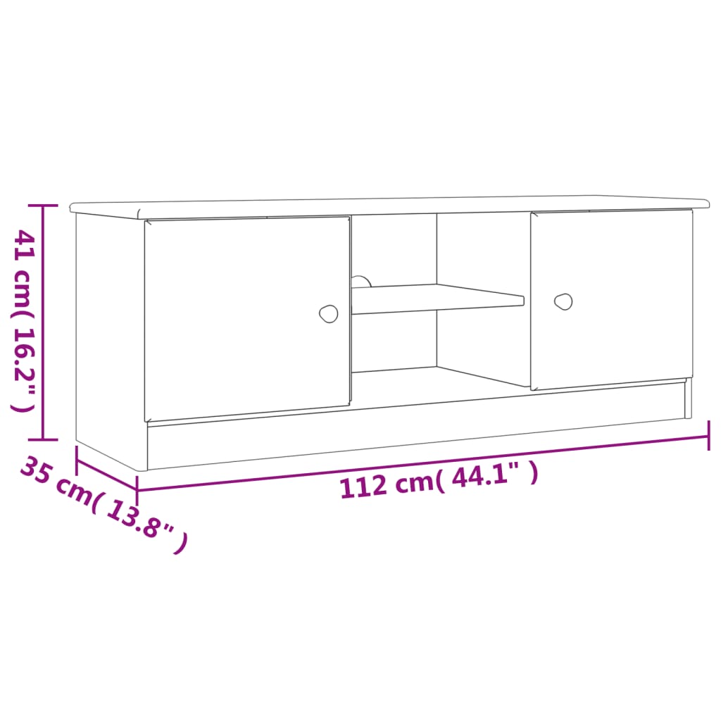 vidaXL Mueble de TV ALTA madera maciza de pino 112x35x41 cm