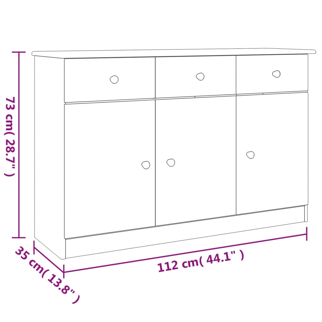 vidaXL Aparador ALTA madera maciza de pino 112x35x73 cm