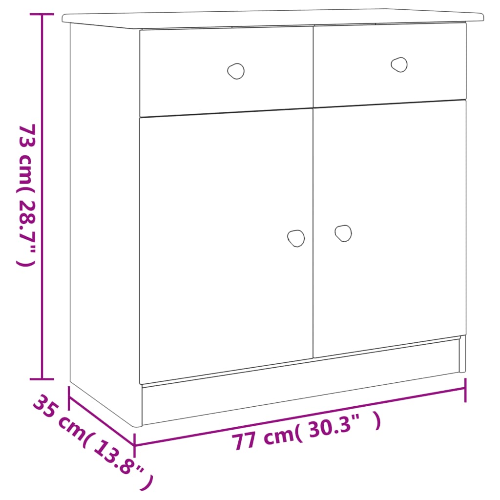 vidaXL Aparador ALTA madera maciza de pino 77x35x73 cm