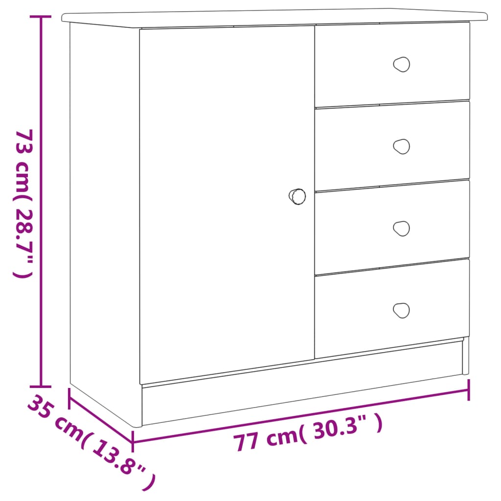 vidaXL Aparador ALTA madera maciza de pino 77x35x73 cm