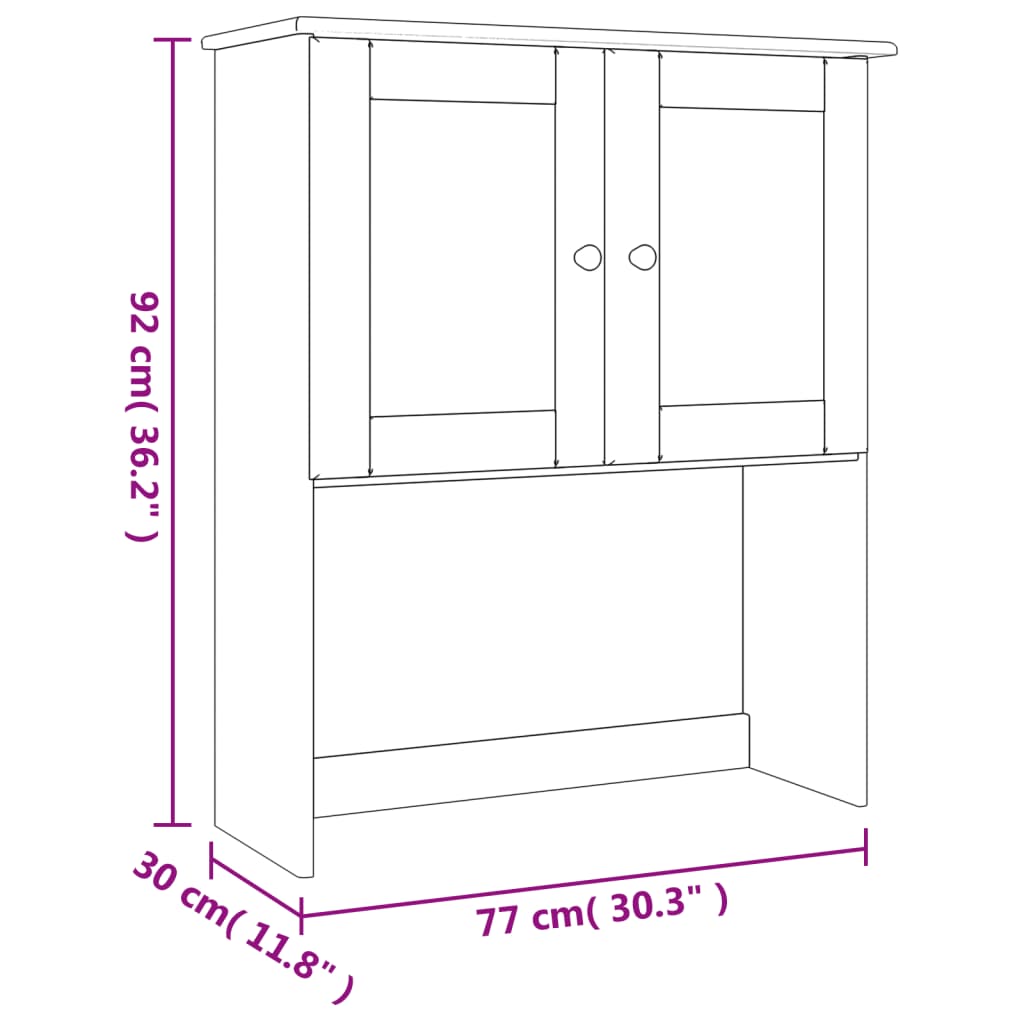 vidaXL Armario superior para tocador ALTA madera de pino 77x30x92 cm