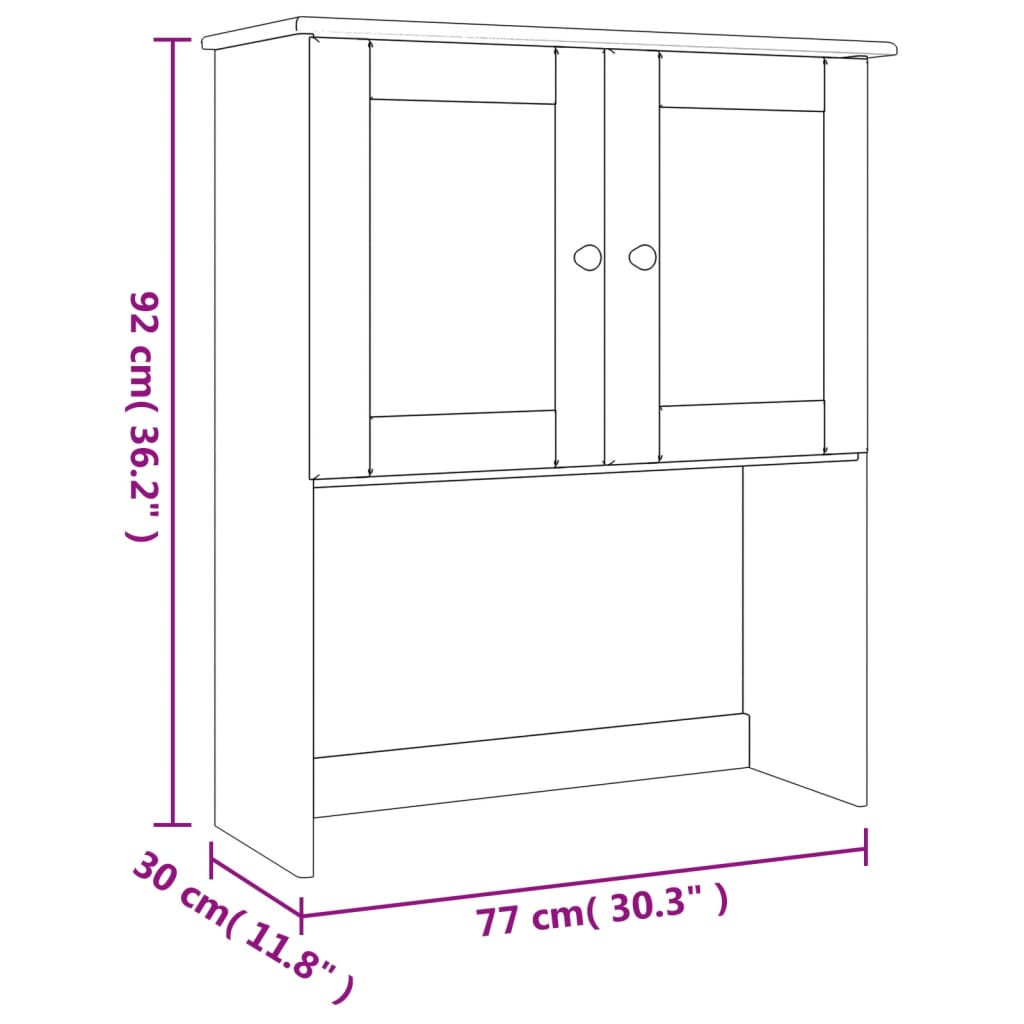 vidaXL Armario superior de tocador ALTA madera pino blanco 77x30x92cm