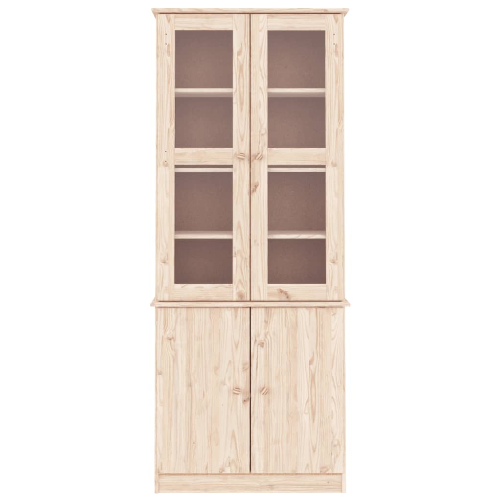 vidaXL Vitrina de cristal ALTA madera maciza de pino 77x35x186,5 cm