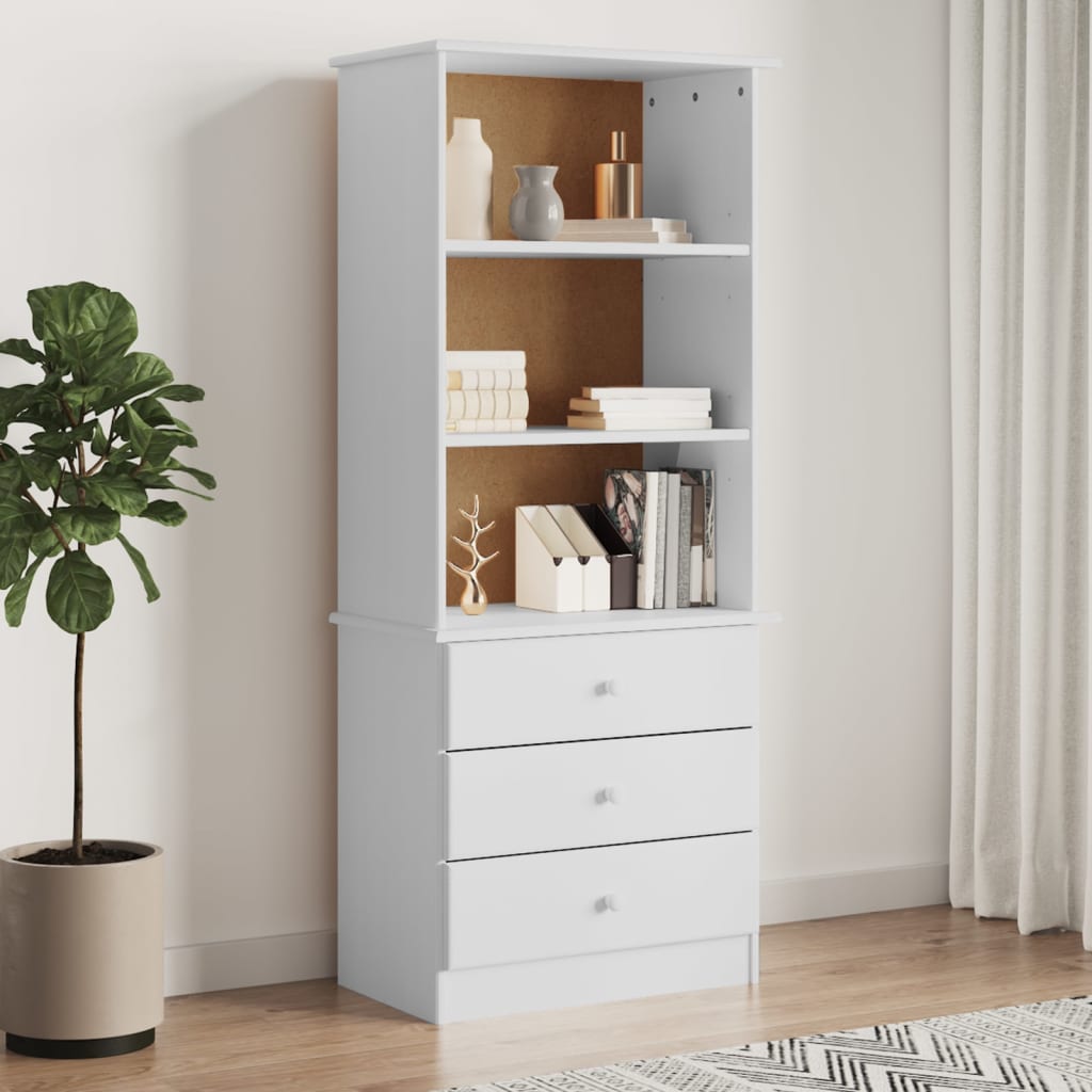 vidaXL Librería con cajones ALTA madera de pino blanco 60x35x142 cm