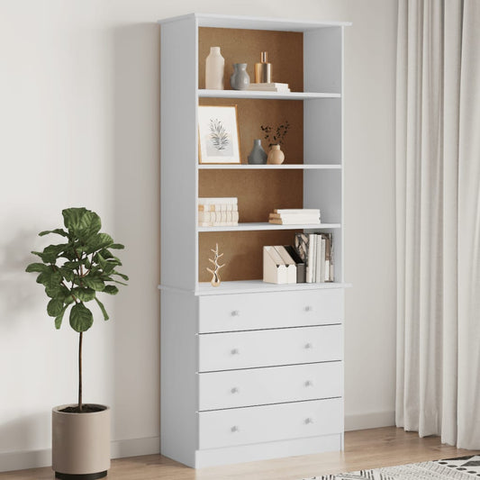 vidaXL Librería con cajones ALTA madera de pino blanco 77x35x186,5 cm