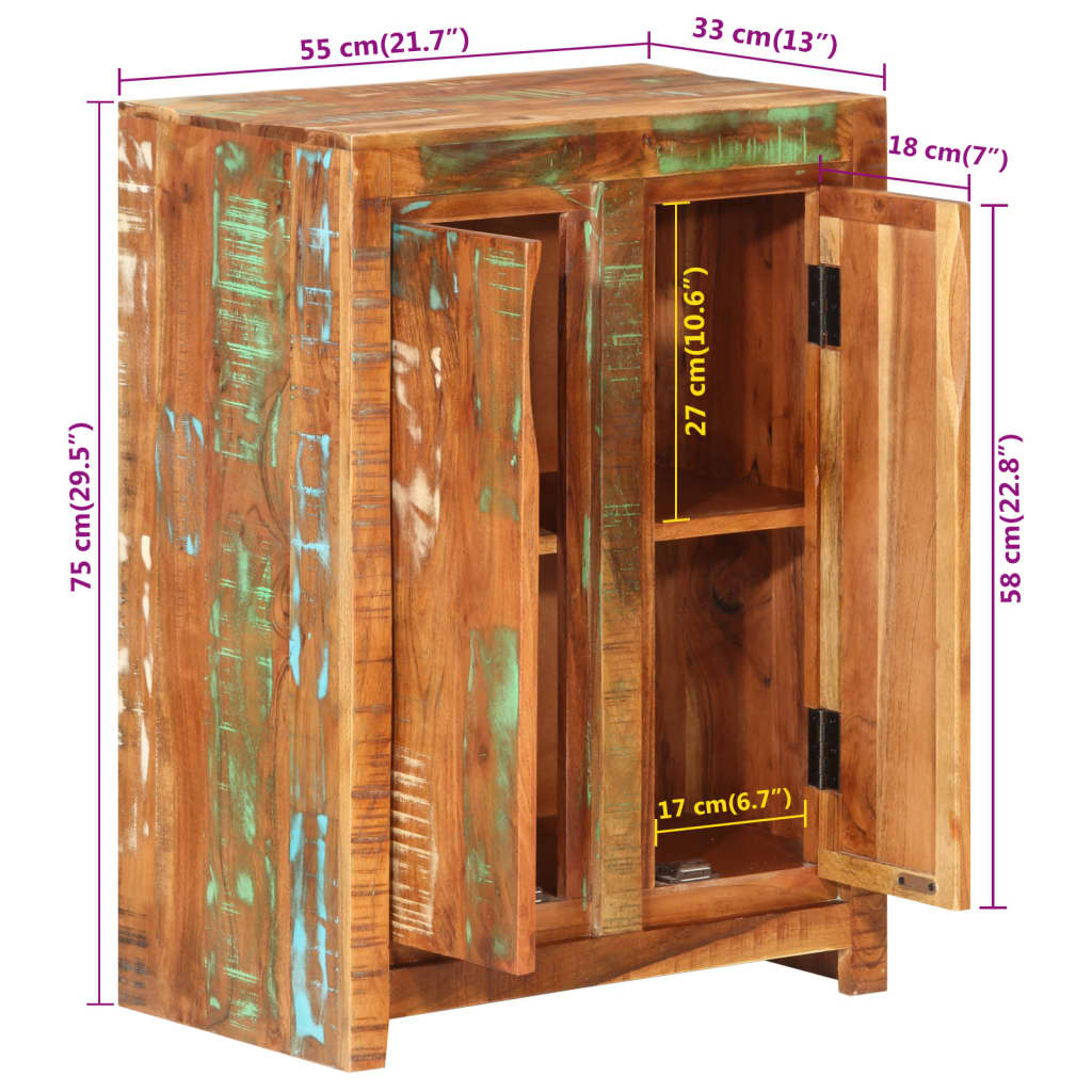 vidaXL Aparador de madera maciza reciclada 55x33x75 cm