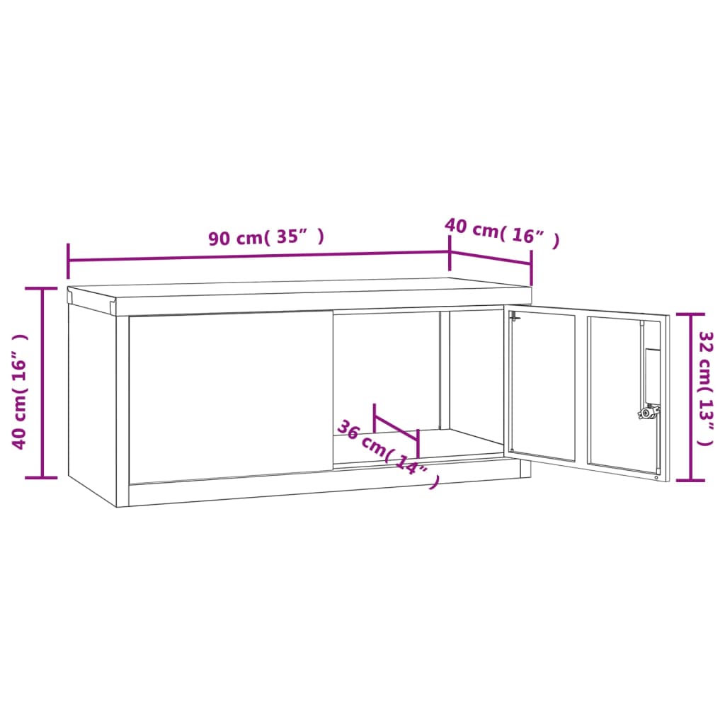 vidaXL Armario archivador de acero blanco 90x40x40 cm