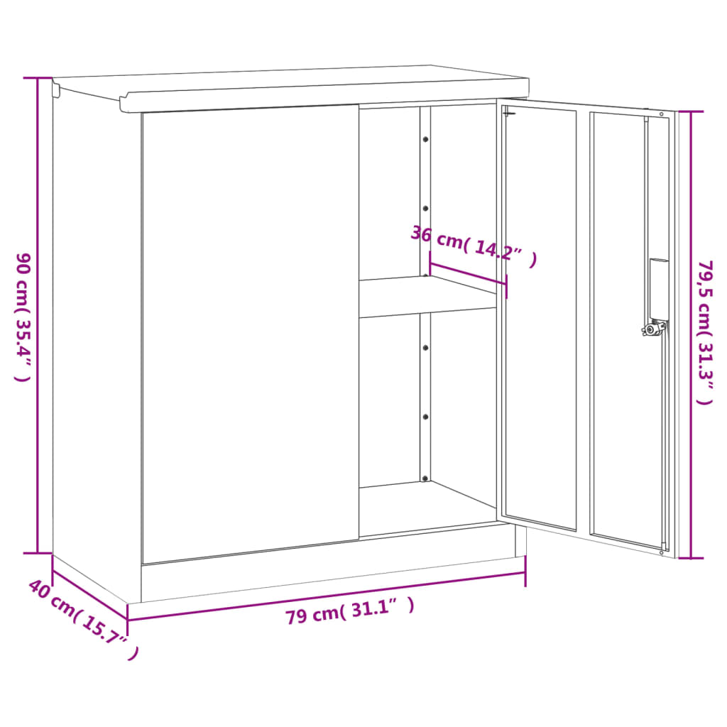 vidaXL Armario archivador de acero blanco 79x40x90 cm