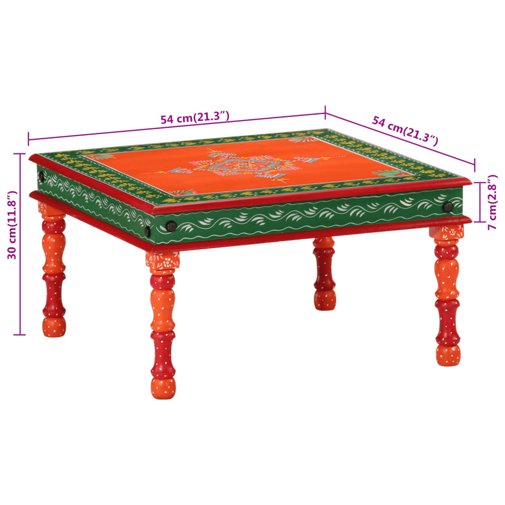 vidaXL Mesa de centro madera maciza de mango naranja pintada a mano