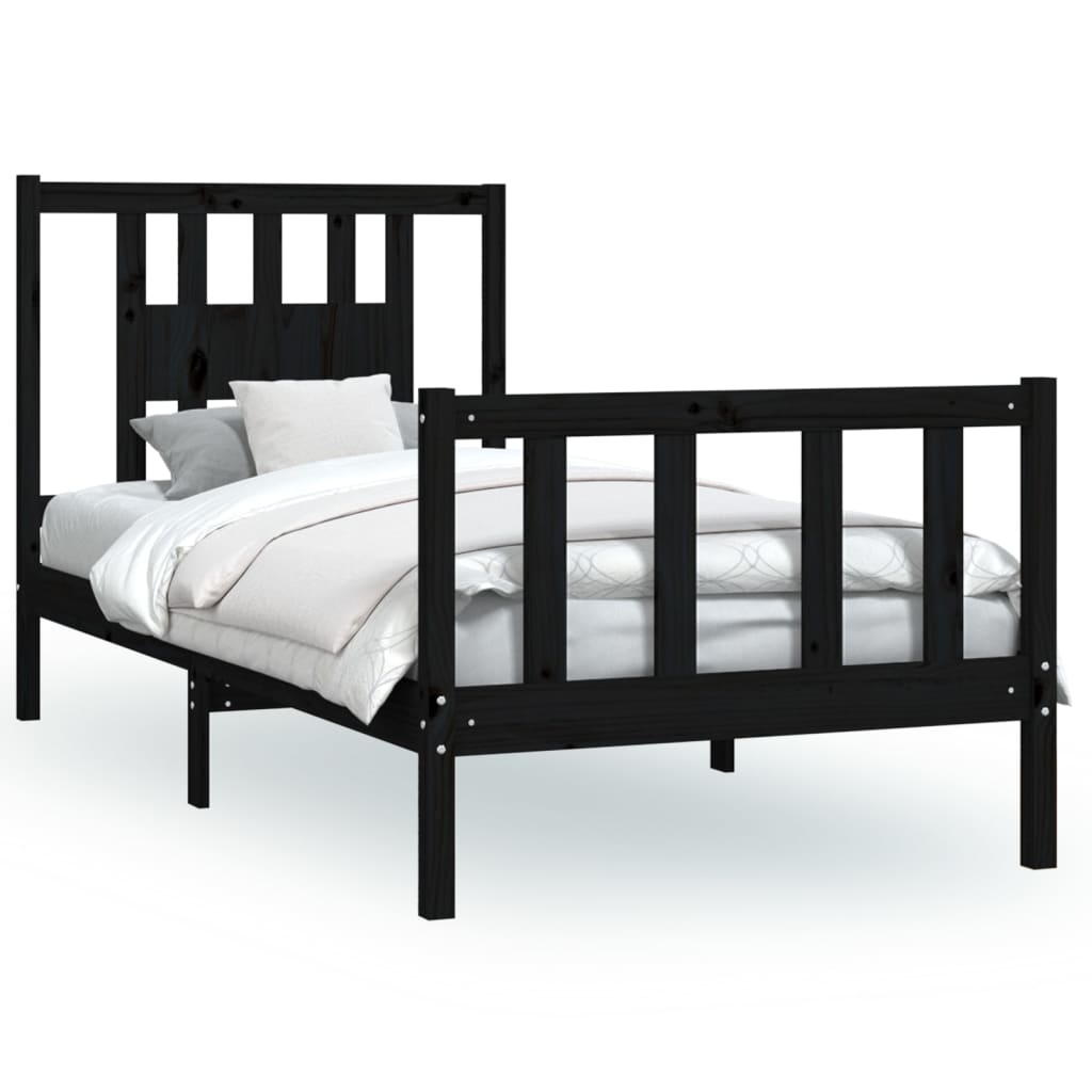 vidaXL Estructura de cama sin colchón madera de pino negro 90x200 cm