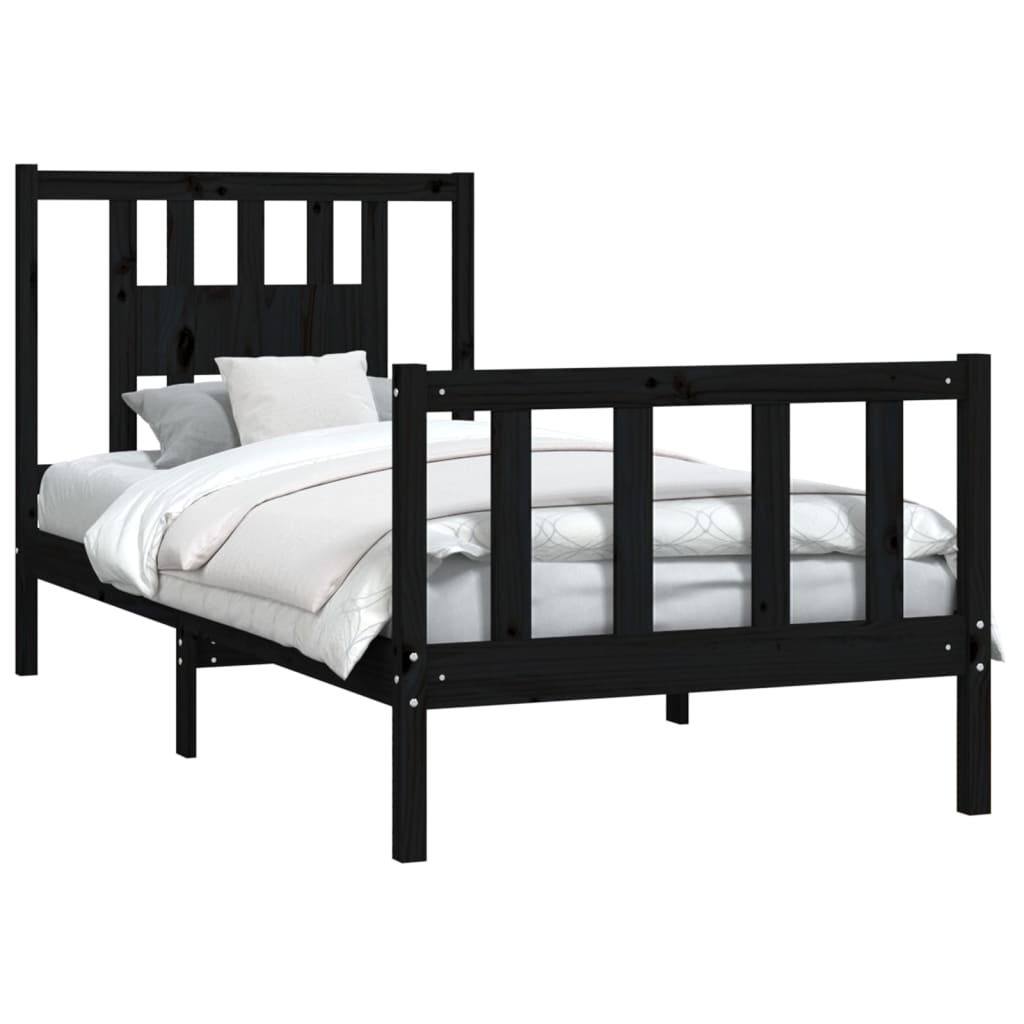 vidaXL Estructura de cama sin colchón madera de pino negro 90x200 cm