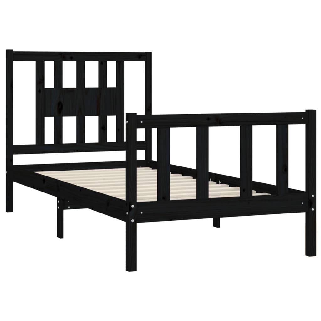 vidaXL Estructura de cama sin colchón madera de pino negro 90x200 cm