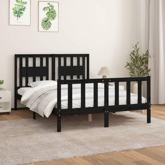 vidaXL Estructura de cama con cabecero madera pino negro 120x200 cm