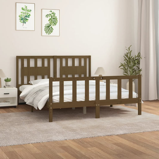 vidaXL Estructura cama con cabecero madera pino marrón miel 150x200cm