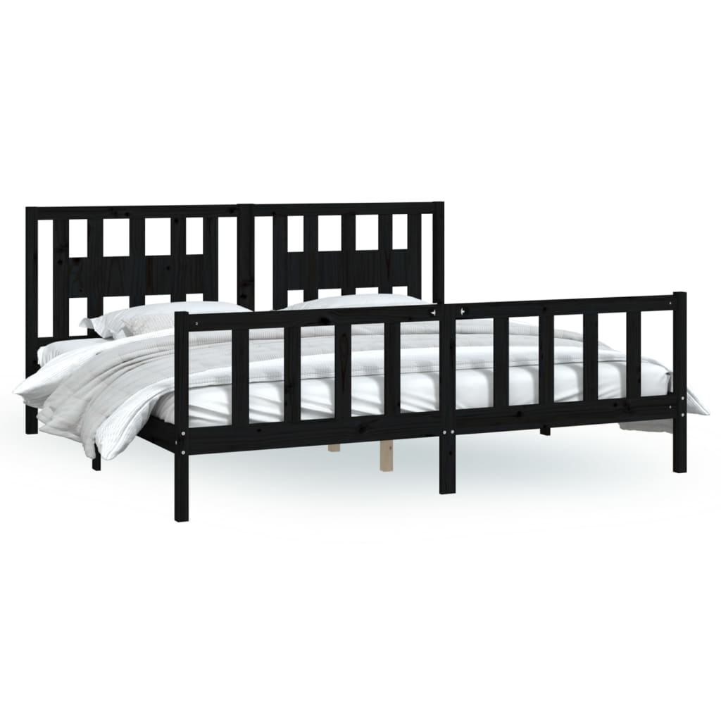 vidaXL Estructura de cama sin colchón madera de pino negro 200x200 cm