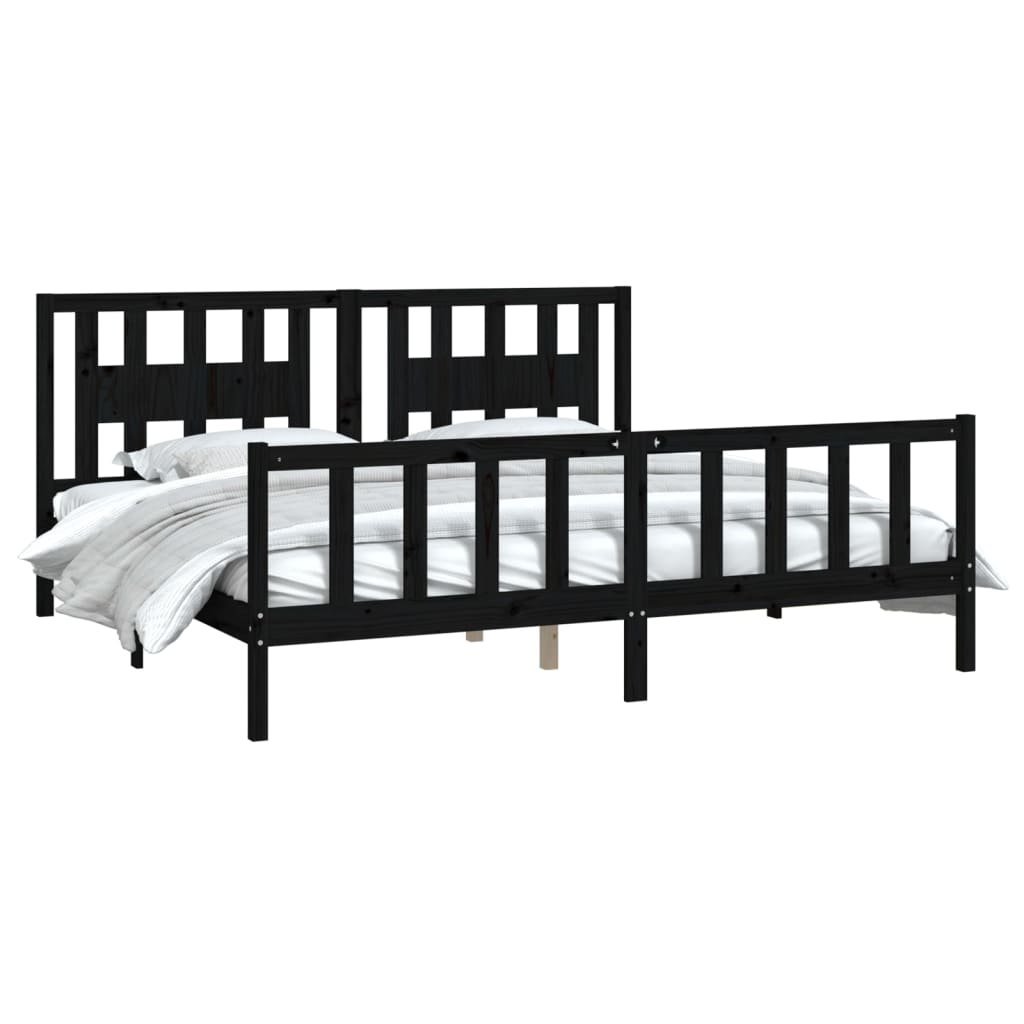 vidaXL Estructura de cama sin colchón madera de pino negro 200x200 cm