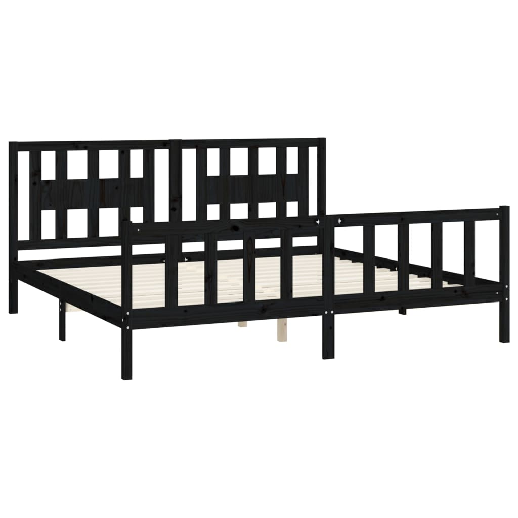 vidaXL Estructura de cama sin colchón madera de pino negro 200x200 cm