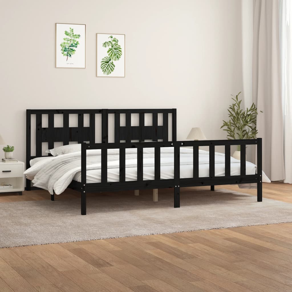 vidaXL Estructura de cama sin colchón madera de pino negro 200x200 cm