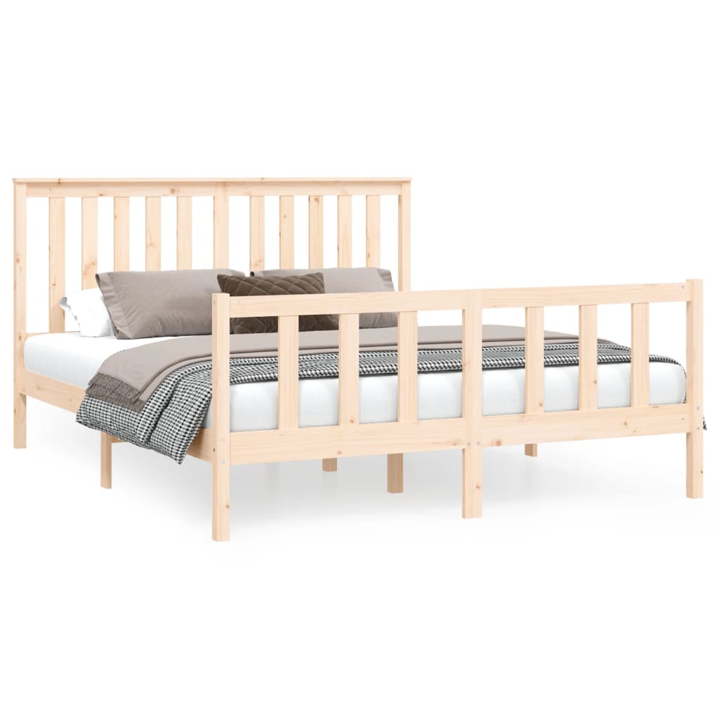 vidaXL Estructura de cama con cabecero madera de pino blanco 150x200cm