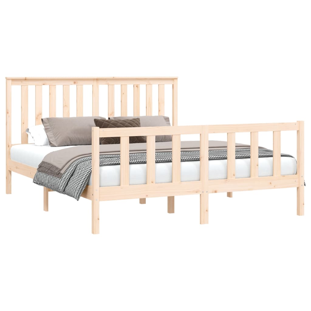 vidaXL Estructura de cama con cabecero madera de pino blanco 150x200cm