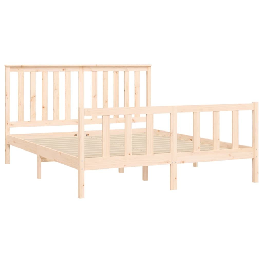 vidaXL Estructura de cama con cabecero madera de pino blanco 150x200cm