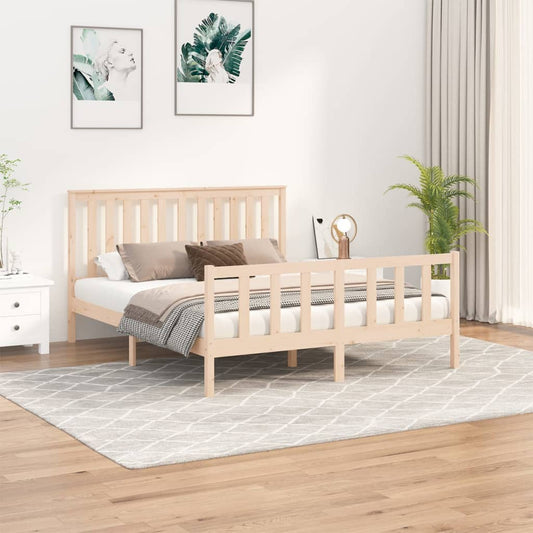 vidaXL Estructura de cama con cabecero madera de pino blanco 150x200cm