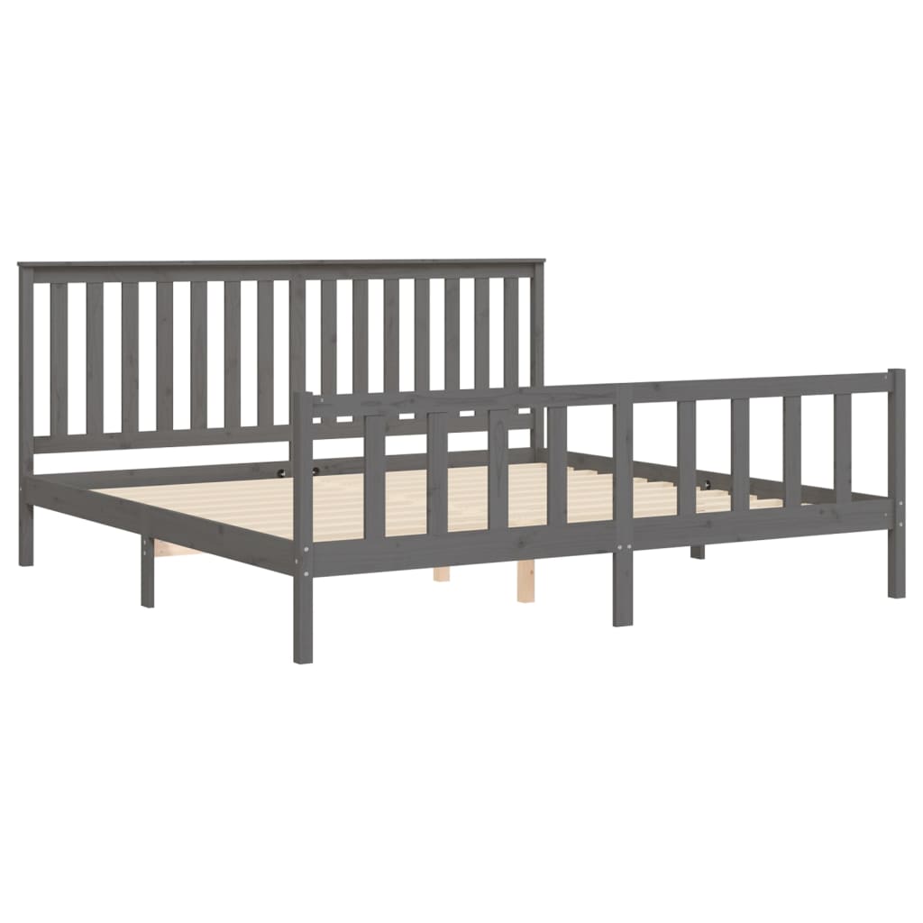 vidaXL Estructura de cama con cabecero madera de pino gris 200x200cm